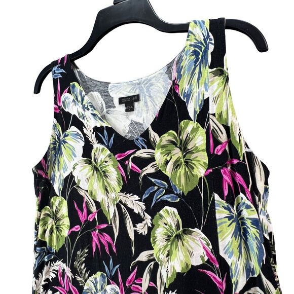 J Jill Womens Wearever Collection Dress S Black Multi Tropical Floral Sleeveless - Picture 5 of 15